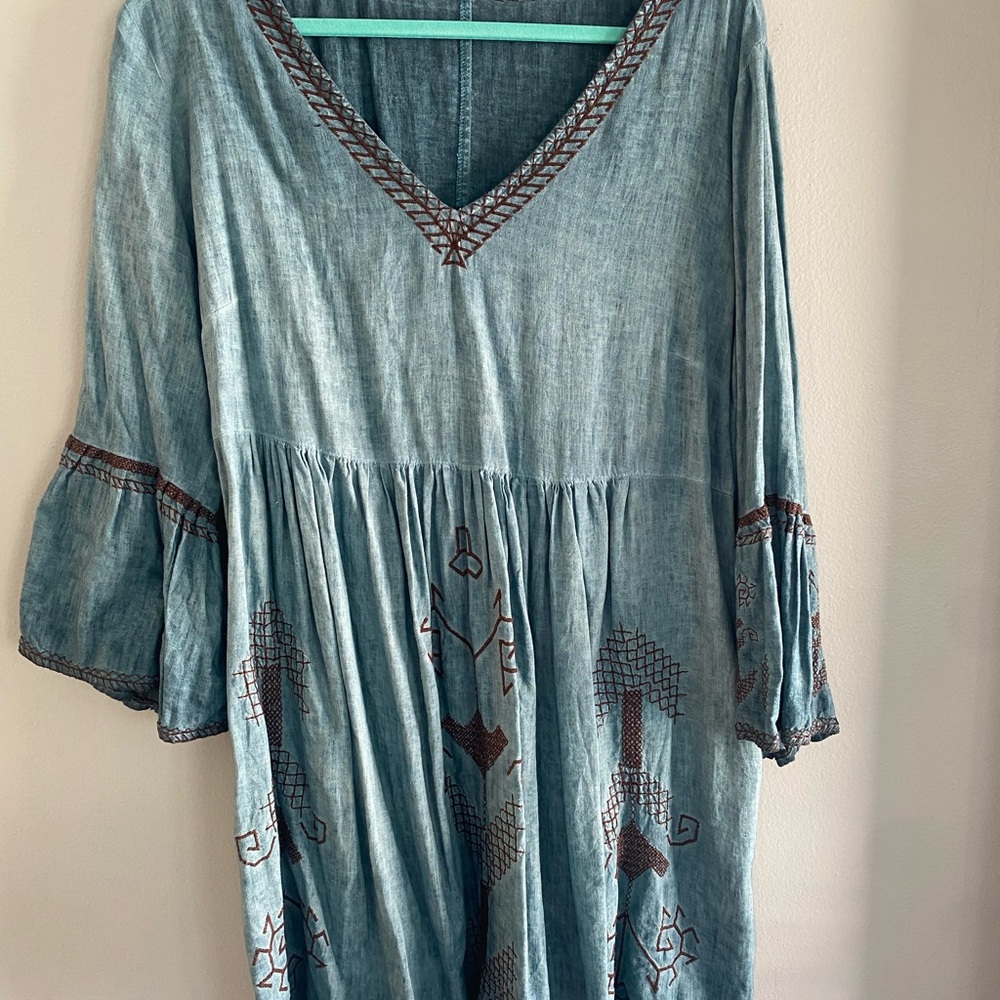 Peruvian Connection - stitched peplum shirt dress